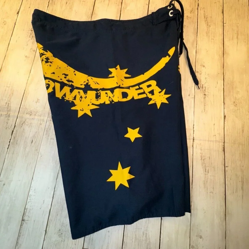 Hoxley Australia Men's Board Shorts Blue Size L Kangaroo Summer Ocean Relax